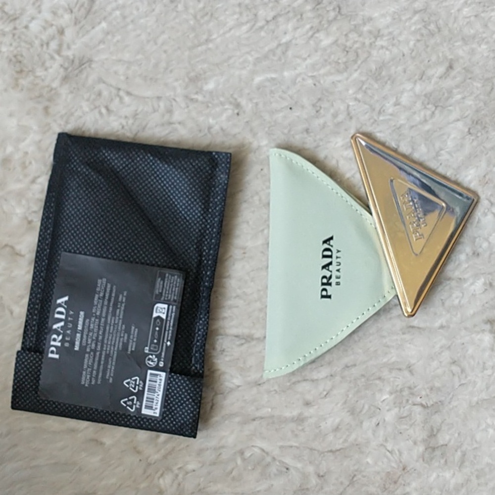 New in Pouch & Dust Bag Prada Silver GWP Triangle Mirror